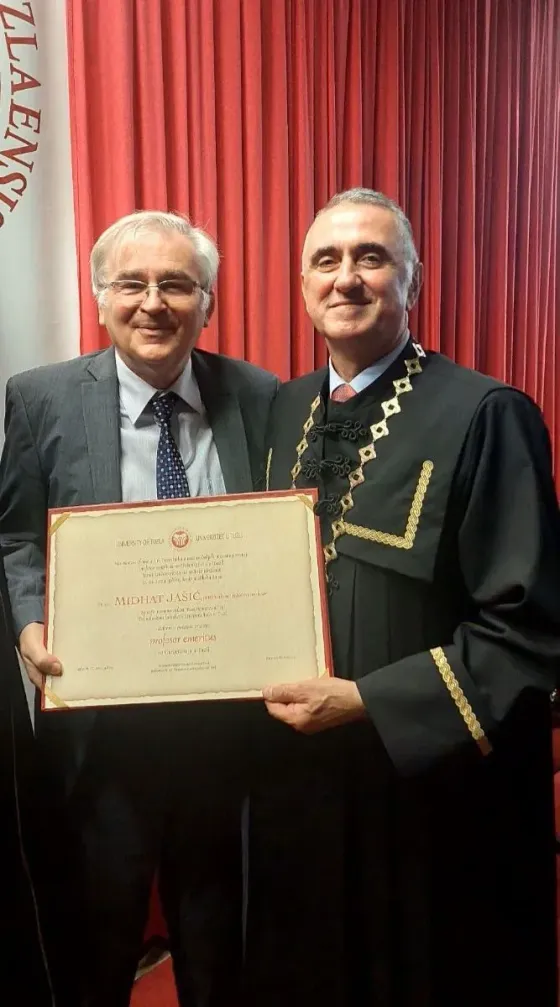 Prof. Dr. Midhat Jašić receiving the honorary emeritus title
